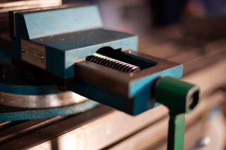 Manufacturing professional lathe machine. Industrial concept. Programmable modern digital lathe.の写真素材