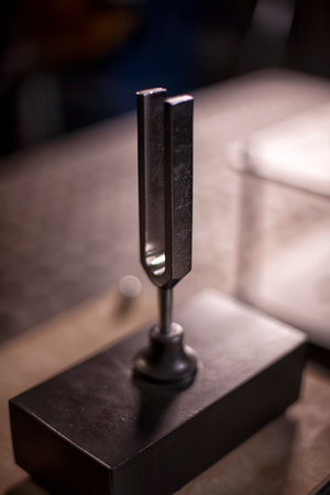 close up of single upright tuning fork