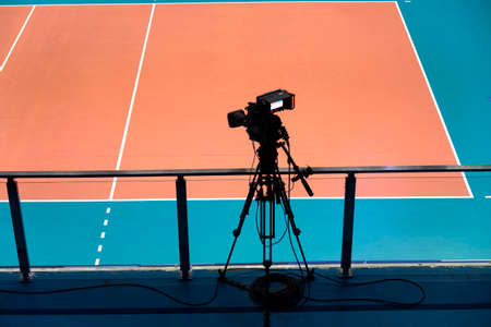 TV camera on before broadcasting a volleyball match.の写真素材
