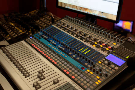 Video Production Switcher control of Television Broadcast, color buttons.の写真素材