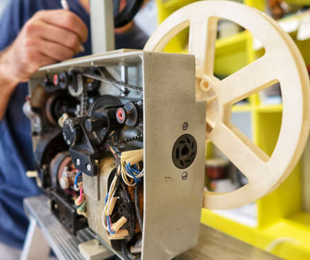 old movie projector for showing films 8mm, close-up