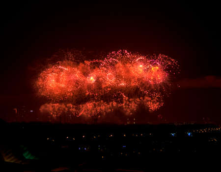 fireworks in the dark sky over Moscow