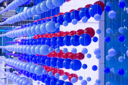 background of abstract plastic light blue and blue balls