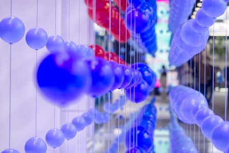background of abstract plastic light blue and blue balls