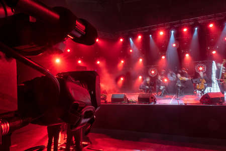 television camera in the concert hall before the concert