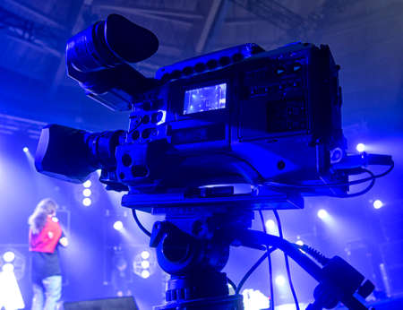 television camera in the concert hall before the concertの写真素材