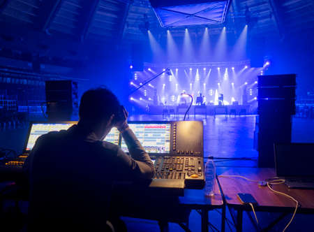 rays of light on stage in a concert hall