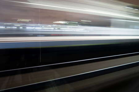 train interior with empty sleeping car. night train Saint-Petersburg - Moscow.
