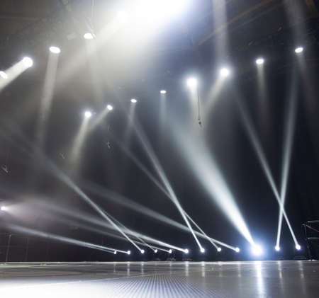 stage lighting in the theater and at the concert. Lighting equipment on an empty stage.の写真素材