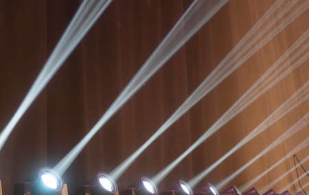 stage lighting in the theater and at the concert. Lighting equipment on an empty stage.の写真素材