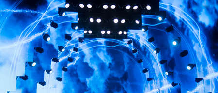 stage lighting in the theater and at the concert. Lighting equipment on an empty stage.の写真素材