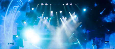 stage lighting in the theater and at the concert. Lighting equipment on an empty stage.