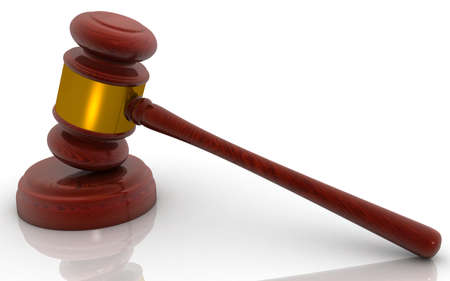 3d illustration judge gavel on white backgroundの写真素材