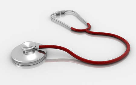 3D illustration of stethoscope on white backgroundの写真素材