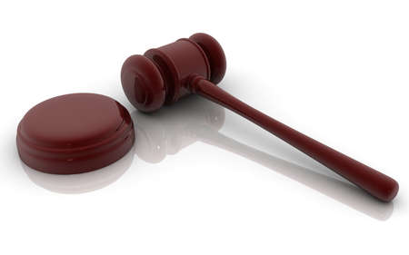 3d illustration judge gavel on white backgroundの写真素材