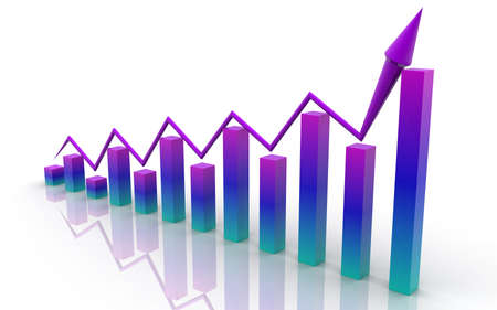 3D illustration of Business graph on white backgroundの写真素材