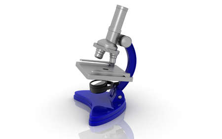3D illustration of microscope on white backgroundの写真素材