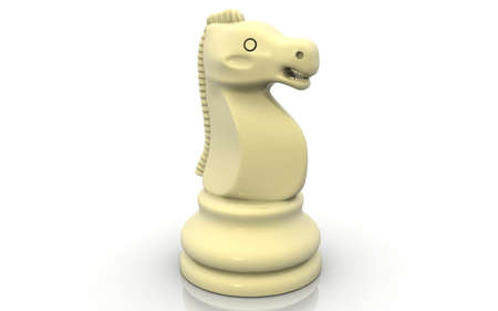 3D illustration of chess horse on white backgroundの写真素材