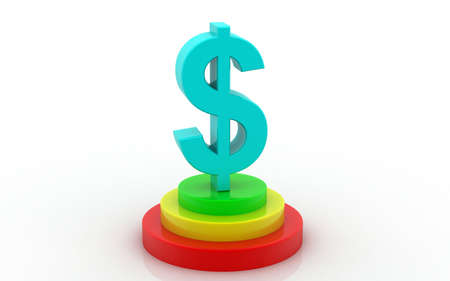3D illustration of dollar on white background. Growth conceptの写真素材