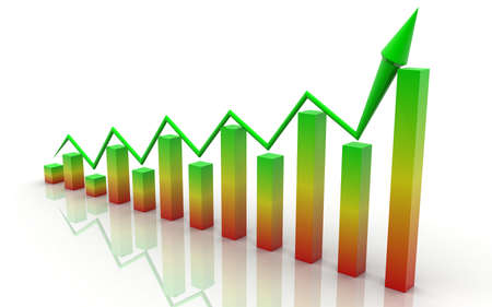 3D illustration of Business graph on white backgroundの写真素材