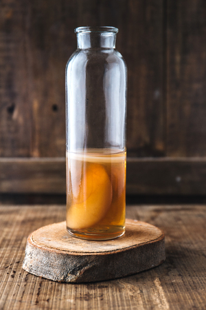 Homemade fermented raw kombucha tea. Healthy natural probiotic flavored drink.の写真素材