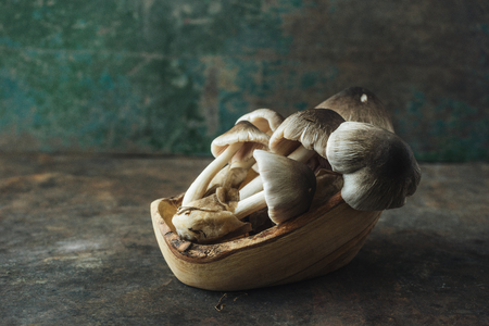 Mushroom on rustic backgroundの写真素材
