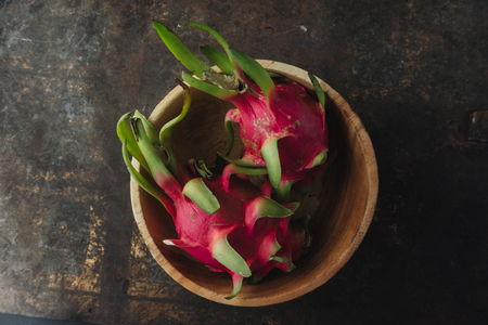 Dragon fruit on rustic backgroundの写真素材