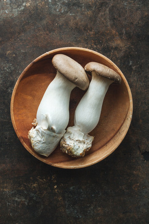 Oyster mushroom on rustic backgroundの写真素材