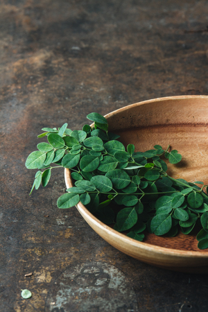 Moringa on rustic backgroundの写真素材