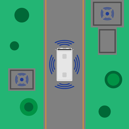 Self driving bus on the wayのイラスト素材
