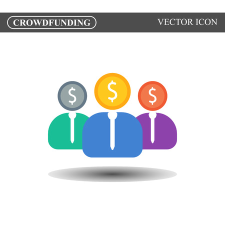 Crowdfunding vector icon, crowdsourcing colorful iconのイラスト素材