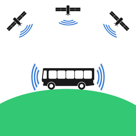 Self driving bus concept with satellitesのイラスト素材
