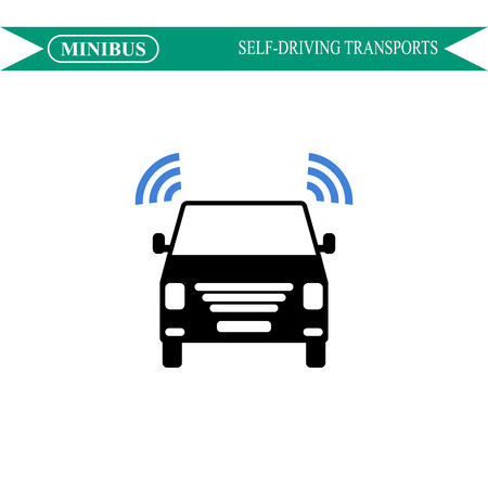Self-driving minibus icon, driverless transportのイラスト素材