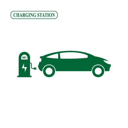 Electric car charging station iconのイラスト素材