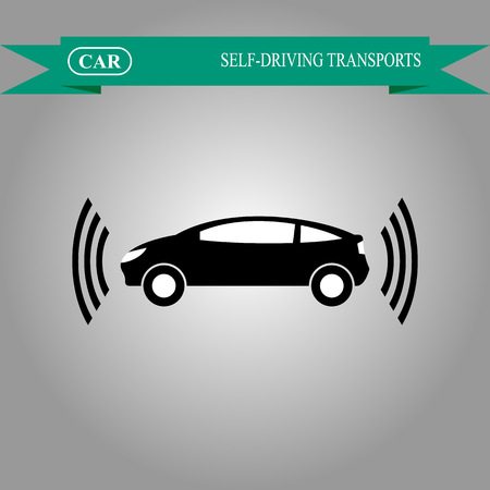 Self-driving car icon, driverless transportのイラスト素材
