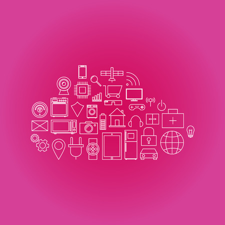 Internet of things linear icons set.のイラスト素材