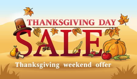 Advertising banner for thanksgiving autumn and autumn leavesのイラスト素材