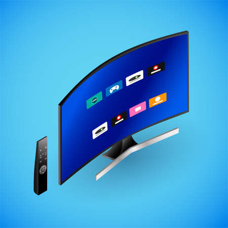 Realistic smart TV in isometry. Vector isometric