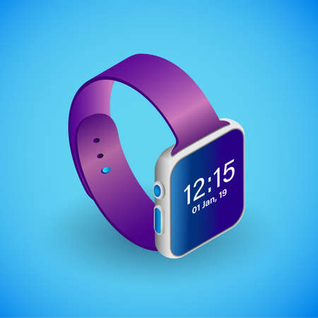 Realistic smartwatch in isometry. Vector isometricのイラスト素材