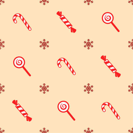 Christmas seamless pattern. Candies, lollipops and snowflakesのイラスト素材