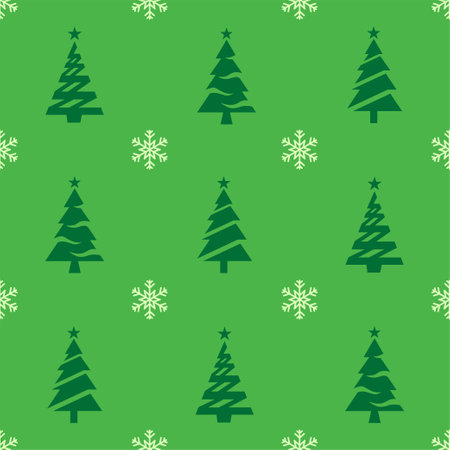 Christmas seamless pattern. Christmas tree icons and snowflakesのイラスト素材