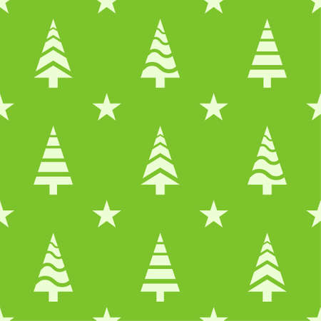 Christmas seamless pattern. Christmas tree icons and starsのイラスト素材