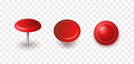 Red pushpins sticking out of the paper, realistic vector illustrationsのイラスト素材