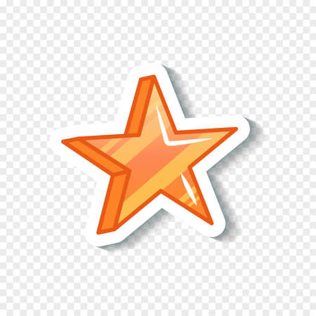 Drawn orange star with white outline and shadow, christmas stickerのイラスト素材
