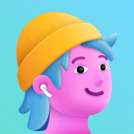 3d boy cartoon character head with headphones for social network profile. Vector illustrationのイラスト素材