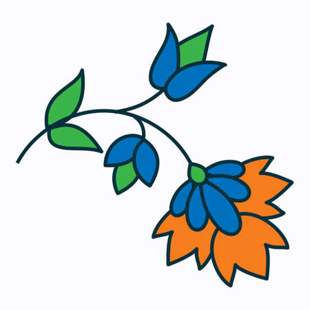 Indian floral decorative element with flower. Asian plant patternのイラスト素材
