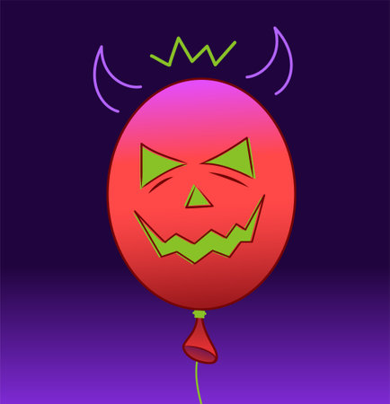 Halloween red balloon with a sinister smile. Halloween vector illustrationのイラスト素材