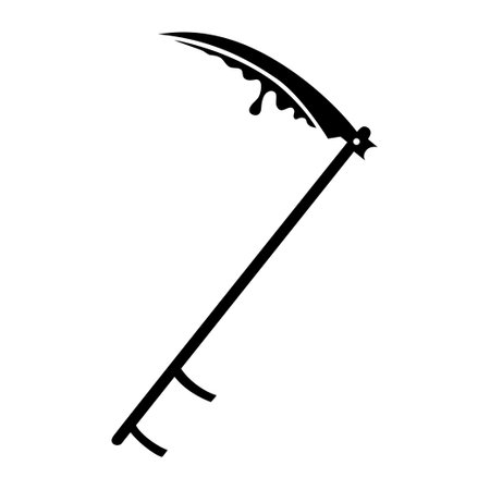Scythe with Blood Silhouette. Halloween sticker. Horror illustrationのイラスト素材
