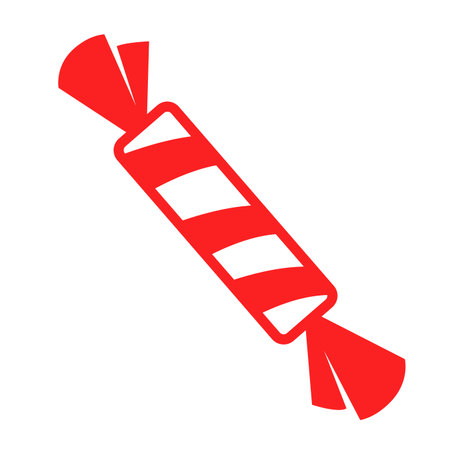 Candy cane flat icon isolated. Christmas sugar cane flat illustration isolated. Festive decorative elementのイラスト素材