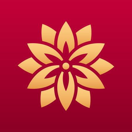 Lotus flower decorative element. Chinese traditional floral decorative element. Flower pattern. Isolated vector illustrationのイラスト素材